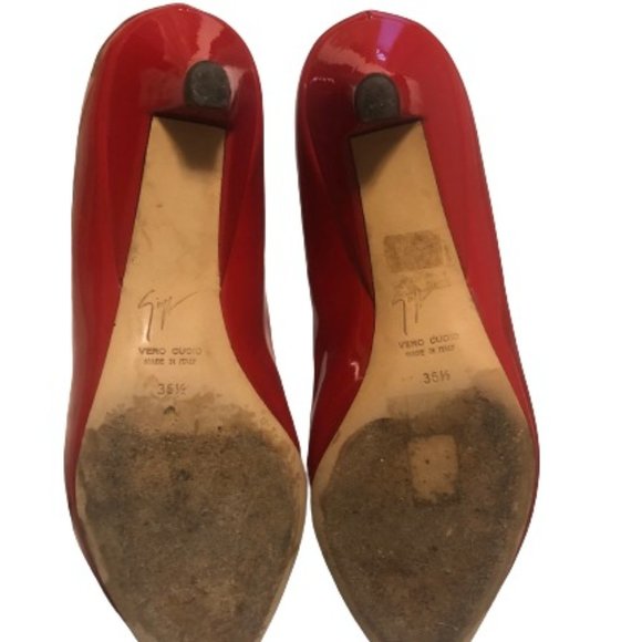 Giuseppe Zanotti Patent Leather Red Kitten Heel Pump - Picture 2 of 2